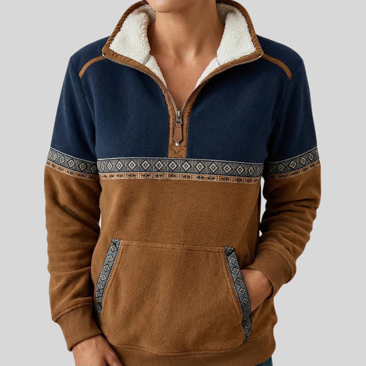 Velcora™ | Jersey de media cremallera con cuello de borreguito