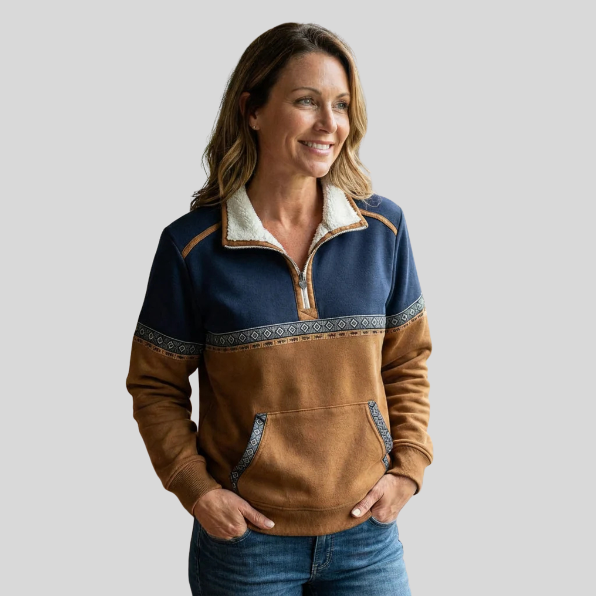 Velcora™ | Jersey de media cremallera con cuello de borreguito