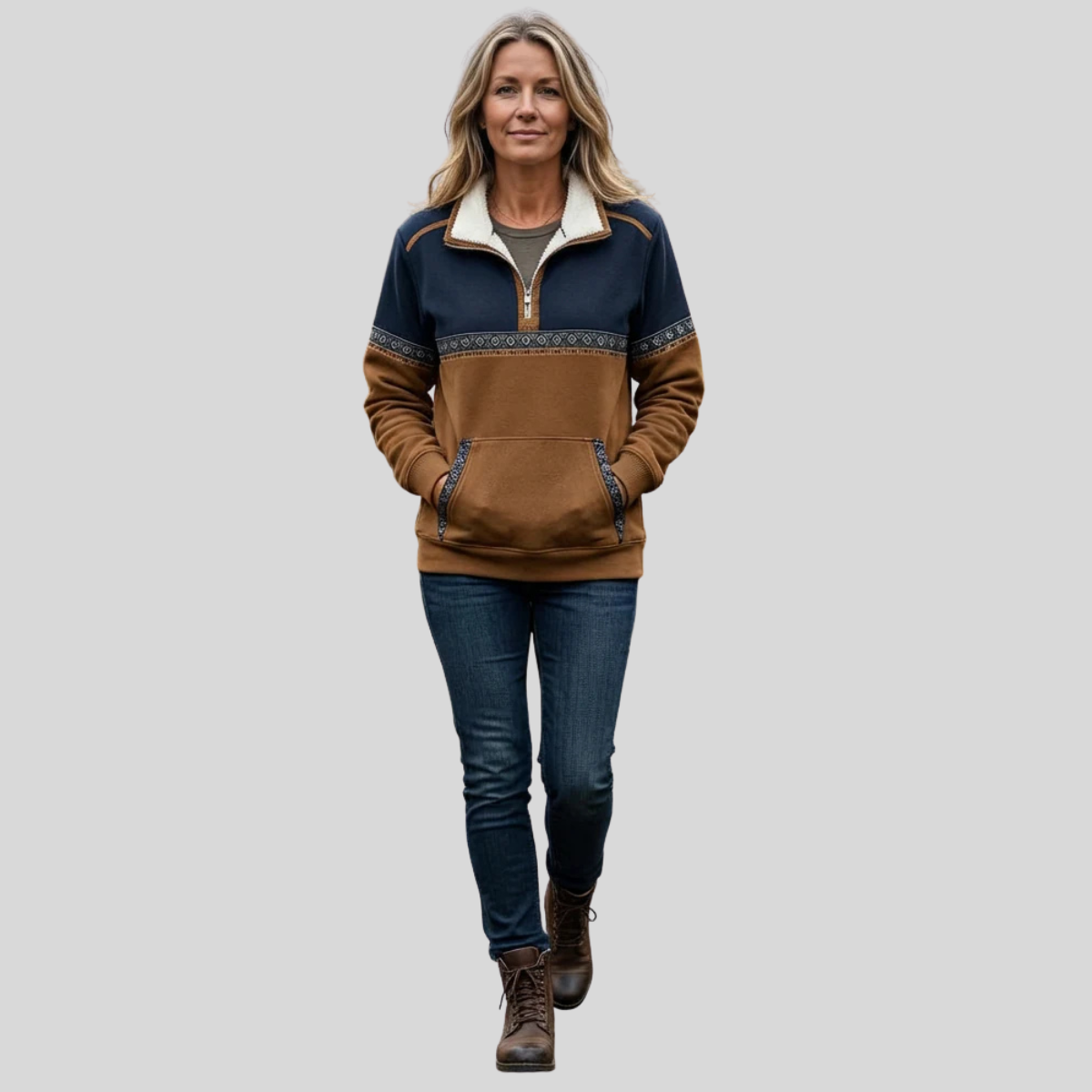 Velcora™ | Jersey de media cremallera con cuello de borreguito