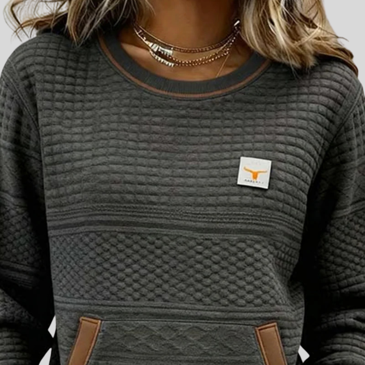 Velcora™ | Sudadera de cuello redondo con bloques de color