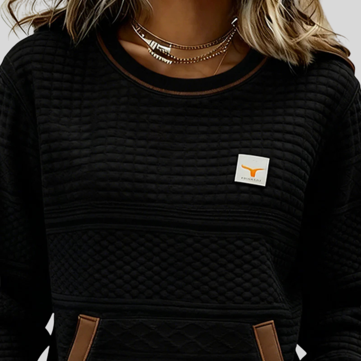 Velcora™ | Sudadera de cuello redondo con bloques de color