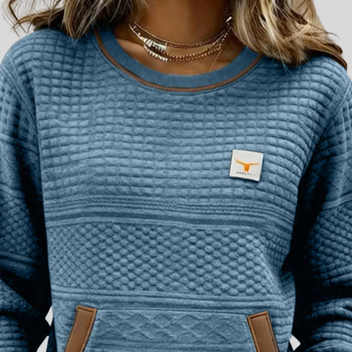 Velcora™ | Sudadera de cuello redondo con bloques de color