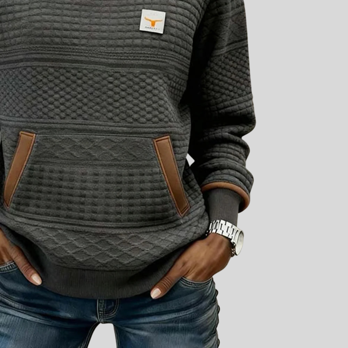 Velcora™ | Sudadera de cuello redondo con bloques de color
