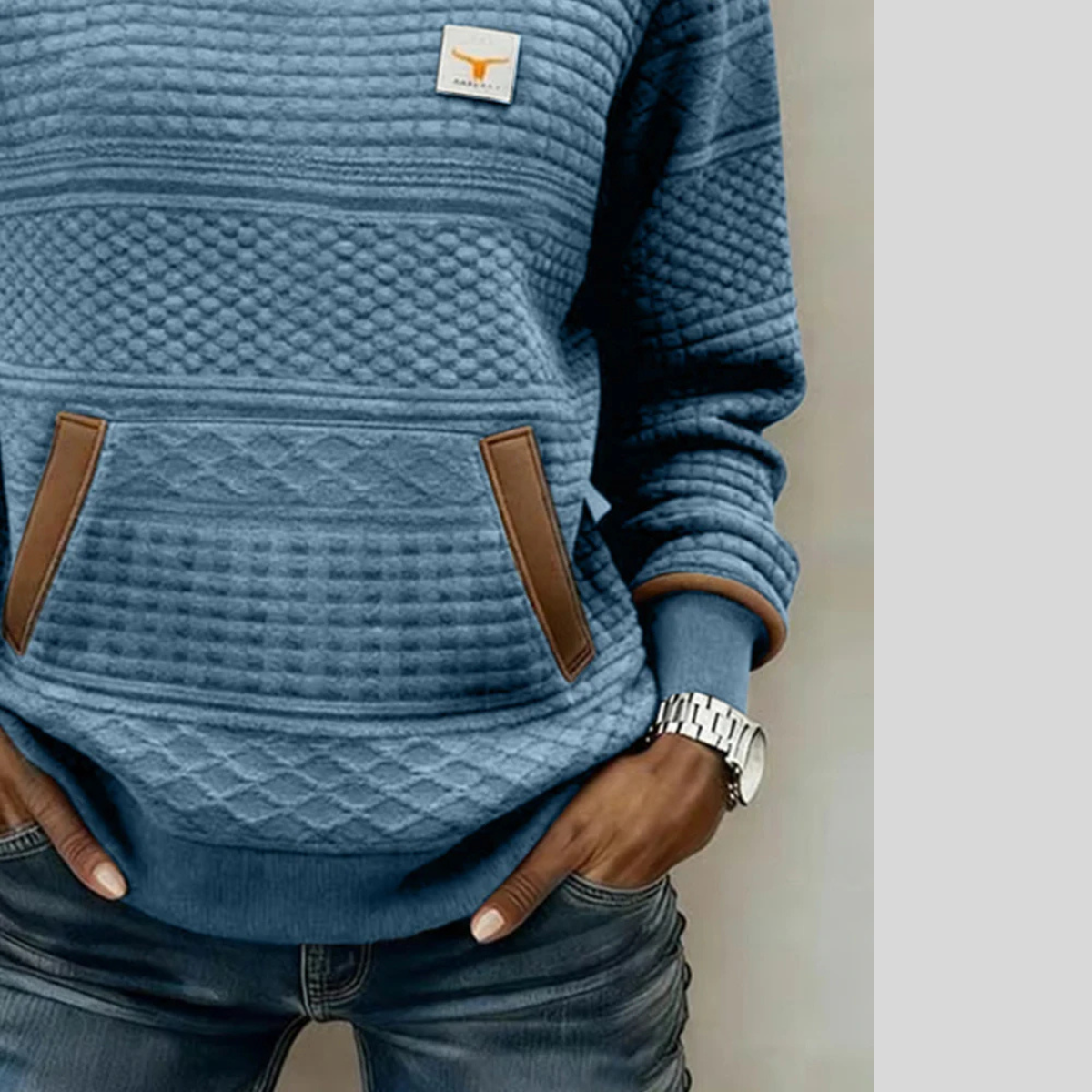 Velcora™ | Sudadera de cuello redondo con bloques de color