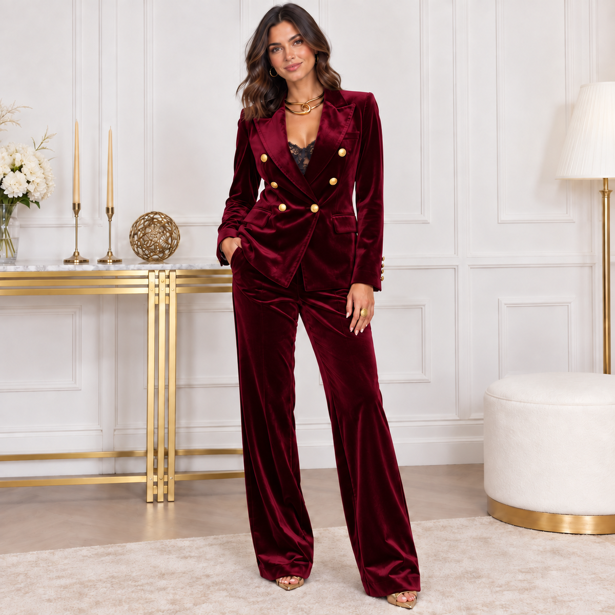 Conjunto de Terciopelo Elegante – Sofisticación y Comodidad