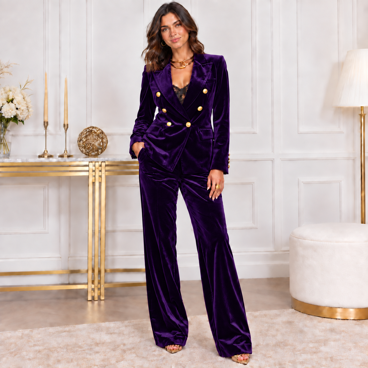 Conjunto de Terciopelo Elegante – Sofisticación y Comodidad