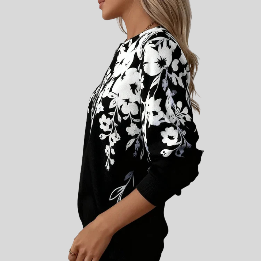 Velcora™ | Sudadera con cremallera y estampado floral