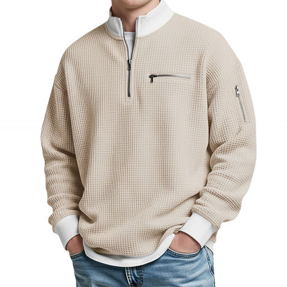 Jersey de hombre | Jersey de punto tipo waffle con cremallera de media abertura
