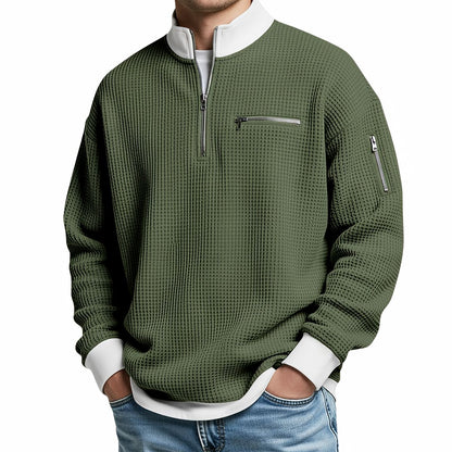 Jersey de hombre | Jersey de punto tipo waffle con cremallera de media abertura