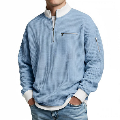Jersey de hombre | Jersey de punto tipo waffle con cremallera de media abertura