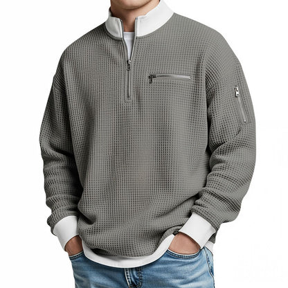 Jersey de hombre | Jersey de punto tipo waffle con cremallera de media abertura
